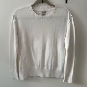 L.L. Bean Women’s White Crewneck Sweater Natural fibers Cotton Cashmere Blend.